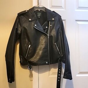 Faux leather motorcycle jacket